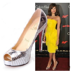 Europe Style Red Bottom Silver Open Toe Pumps