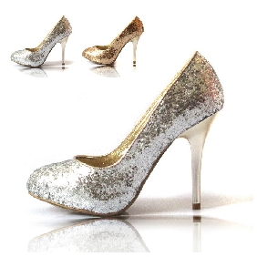 Women's Silver Sequins Sexy High Heeled Bridal Shoes