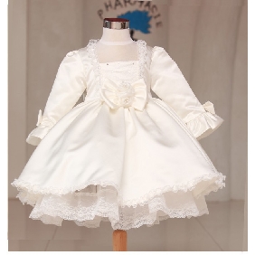 Long Sleeve Satin Princess Baby Dresses