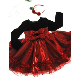 Long Sleeve Bow Black Red Princess Baby Dresses
