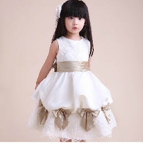 Sleeveless Cute Bow Sash Short Flower Girl Dresses